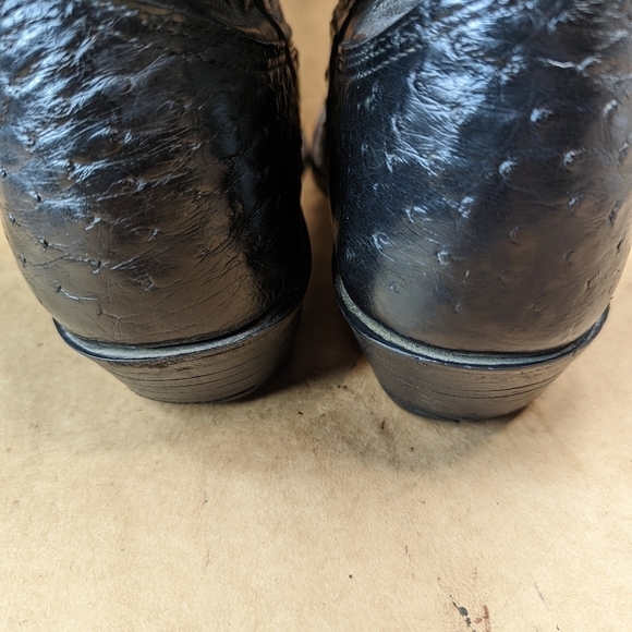 Larry Mahan boots men's size 10.5B Exotic Genuine Full Quill Ostrich black leath - Picture 10 of 14